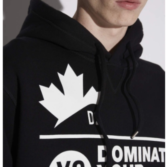 new DSQUARED2 DOMINATE D2 men's black long sleeves hoodie Sz XS